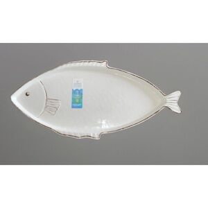 SIGRID OLSEN MELAMINE White  Fish Serving Platter Tray (16" x‎ 8") NEW